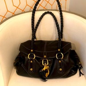 Authentic Francesco Biasia Black Leather Shoulder Bag